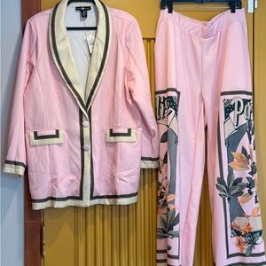 Ashley Stewart Pink and Cream knit Pantsuit